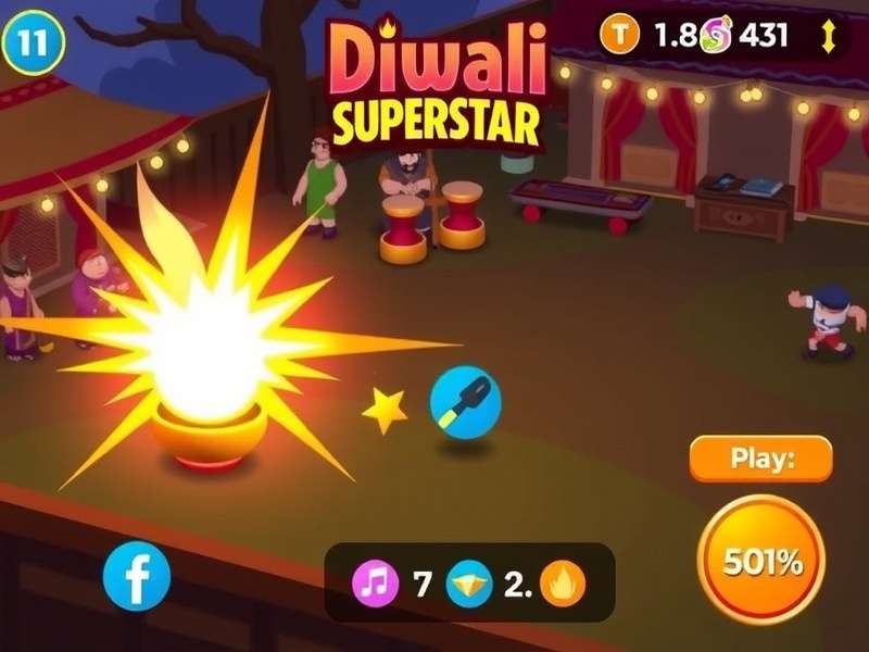 Diwali Basket Superstar gameplay screenshot showing festival elements